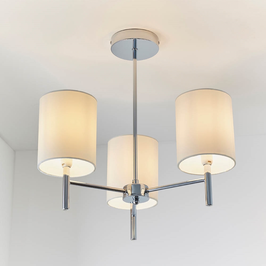 Endon 56642 - Żyrandol na drążku BRIO 3xE14/40W/230V chrom błyszczący/biały