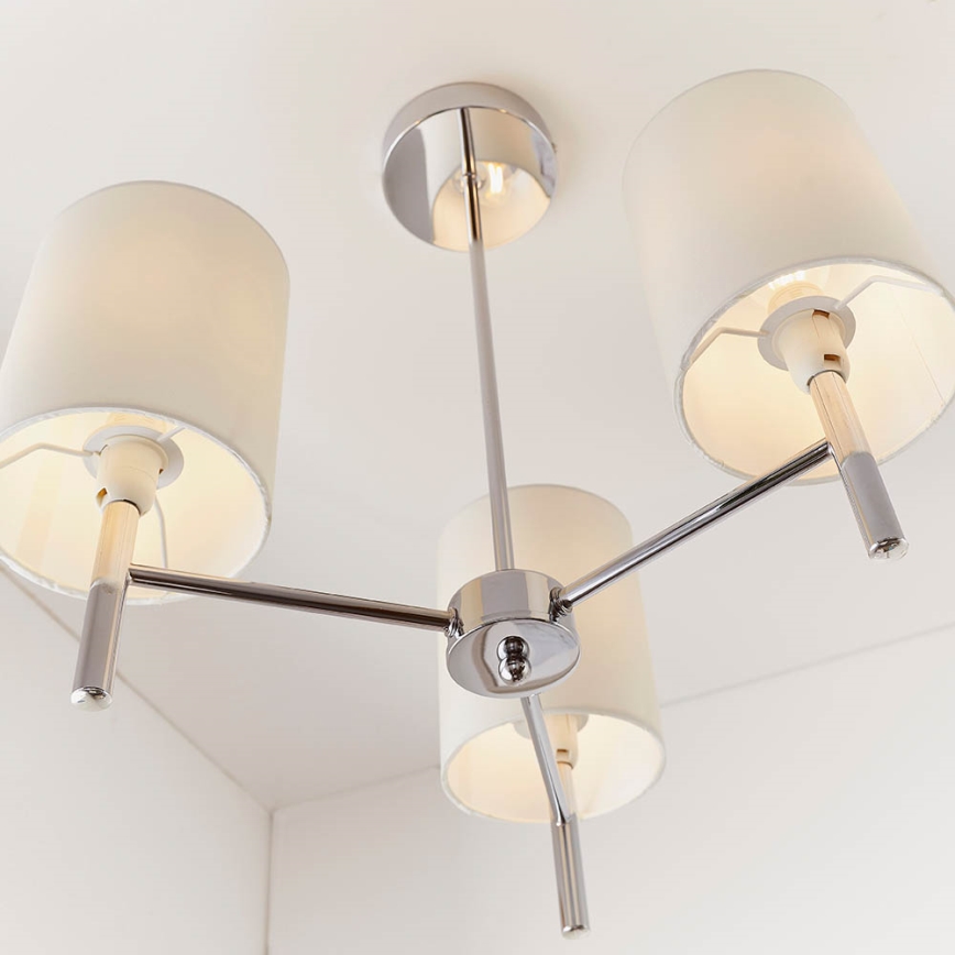 Endon 56642 - Żyrandol na drążku BRIO 3xE14/40W/230V chrom błyszczący/biały