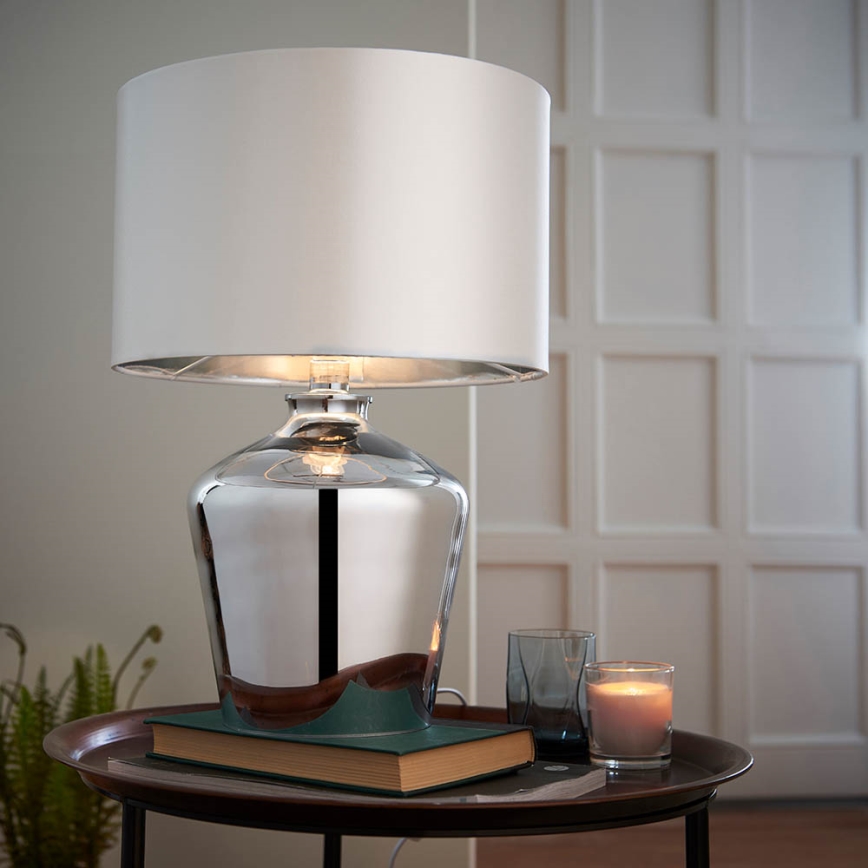Endon 61198 - Lampa stołowa WALDORF 1xE27/10W/230V chrom błyszczący/biała