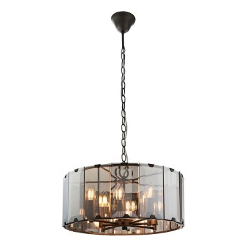 Endon 61294 - Żyrandol na łańcuchu CLOONEY 8xE14/40W/230V czarny/dym