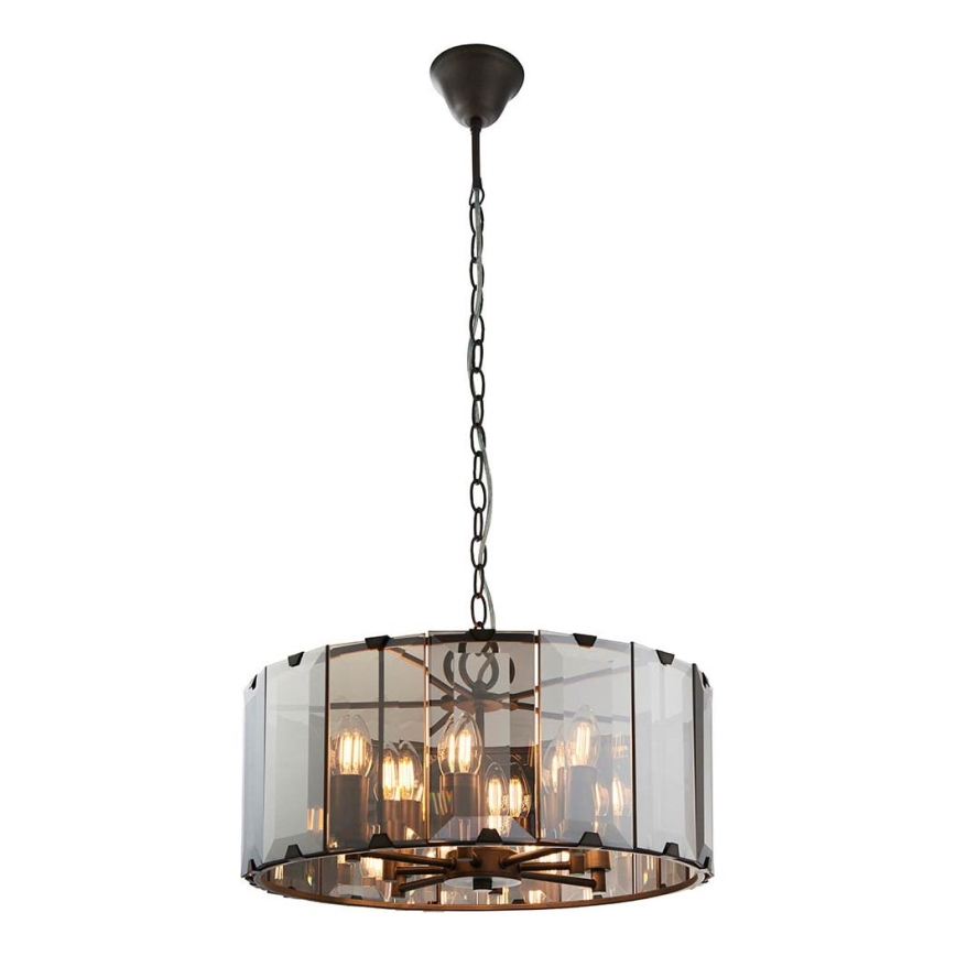 Endon 61294 - Żyrandol na łańcuchu CLOONEY 8xE14/40W/230V czarny/dym