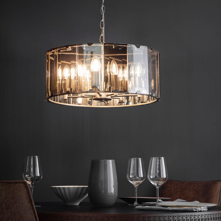 Endon 61294 - Żyrandol na łańcuchu CLOONEY 8xE14/40W/230V czarny/dym
