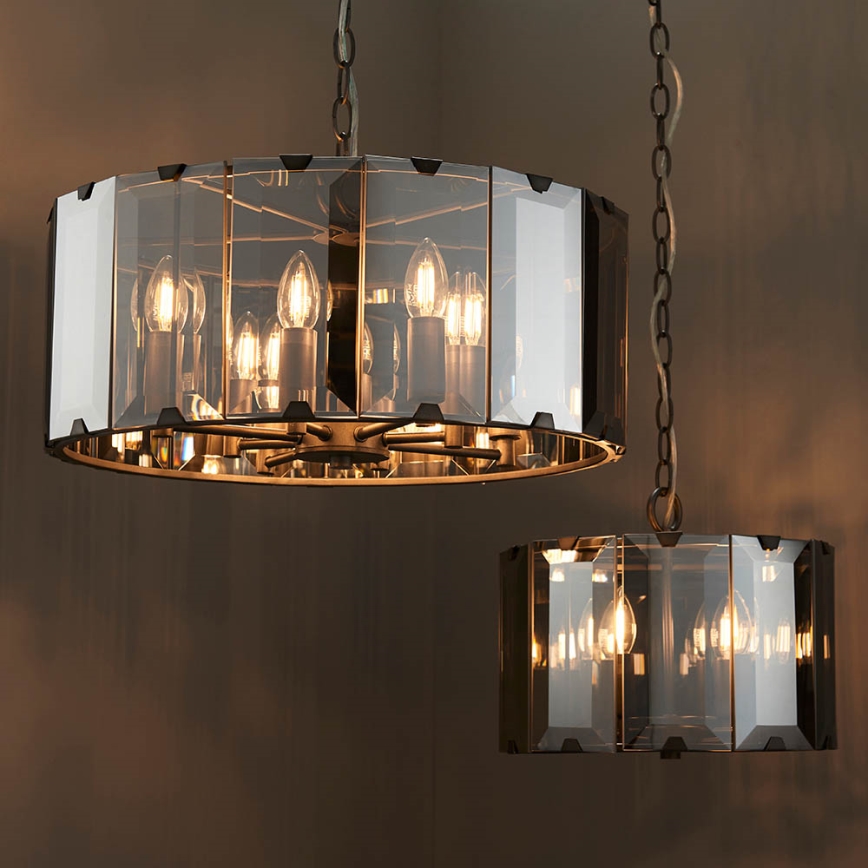Endon 61294 - Żyrandol na łańcuchu CLOONEY 8xE14/40W/230V czarny/dym