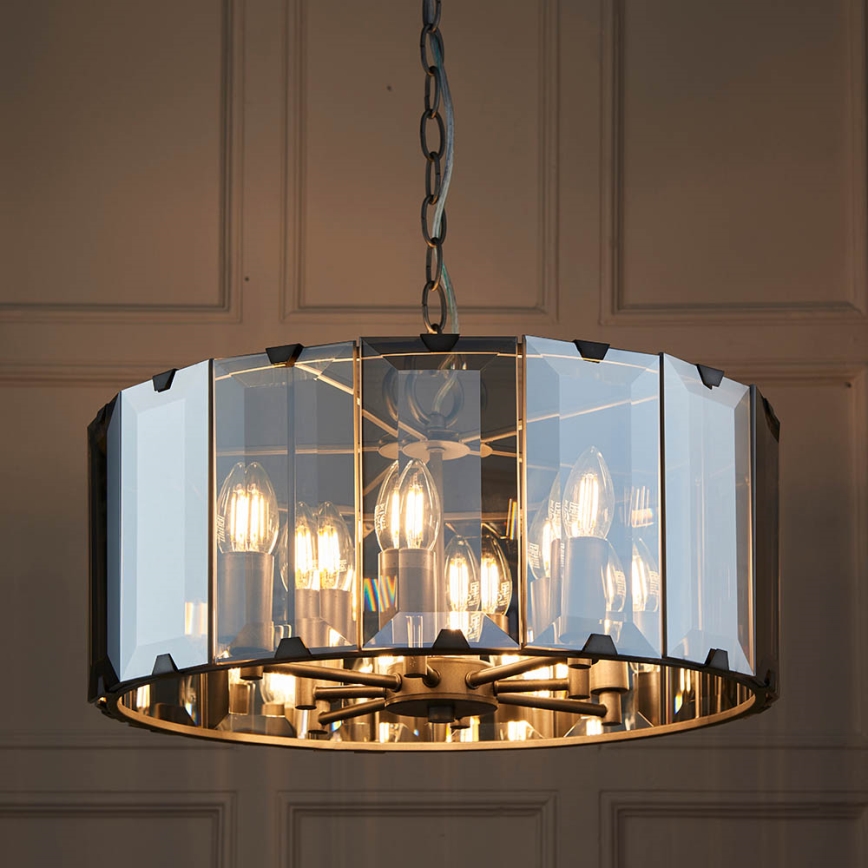 Endon 61294 - Żyrandol na łańcuchu CLOONEY 8xE14/40W/230V czarny/dym