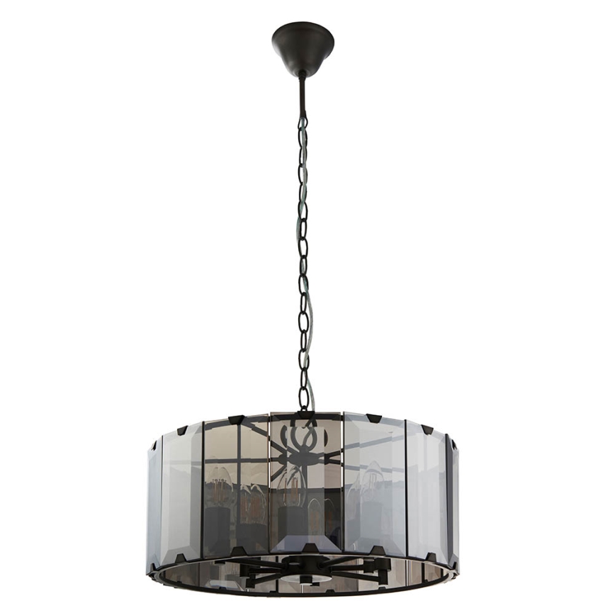 Endon 61294 - Żyrandol na łańcuchu CLOONEY 8xE14/40W/230V czarny/dym