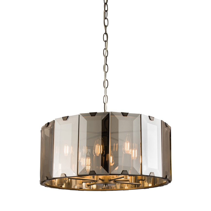Endon 61294 - Żyrandol na łańcuchu CLOONEY 8xE14/40W/230V czarny/dym