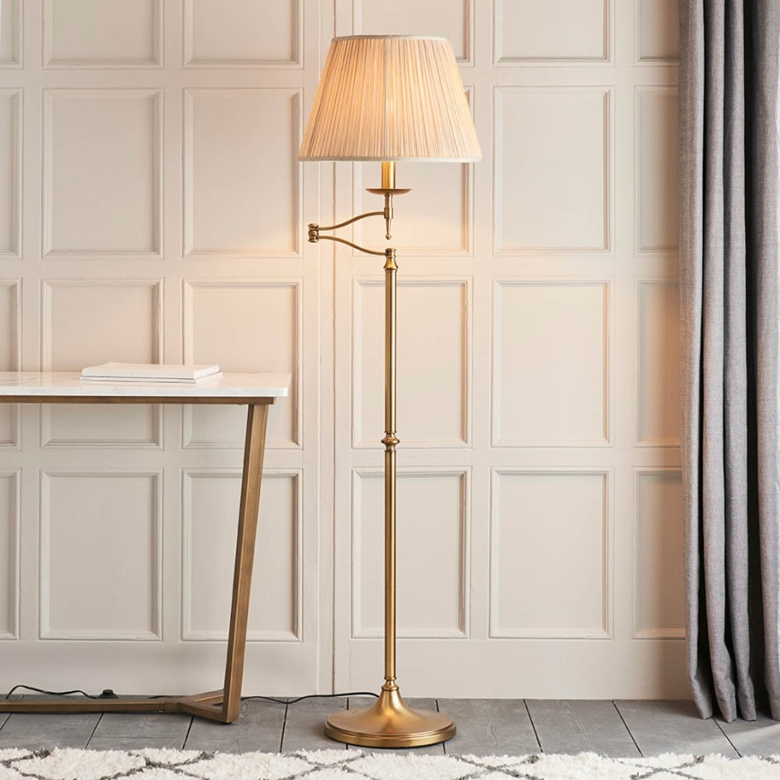 Endon 63621 - Lampa stojąca STANFORD 1xE27/60W/230V mosiądz/beżowy