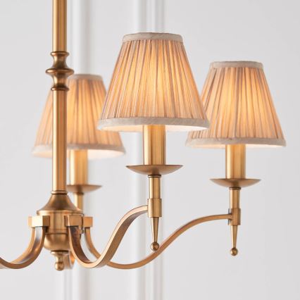 Endon 63627 - Żyrandol na łańcuchu STANFORD 5xE14/40W/230V mosiądz/beżowy