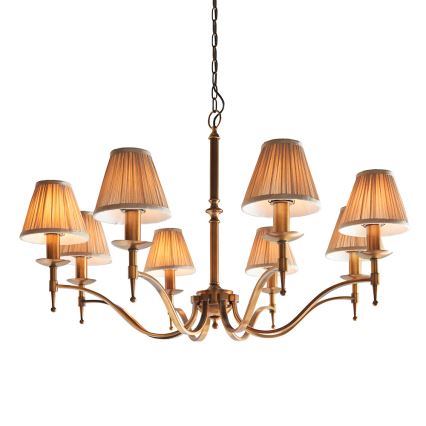 Endon 63629 - Żyrandol na łańcuchu STANFORD 8xE14/40W/230V mosiężny/beżowy