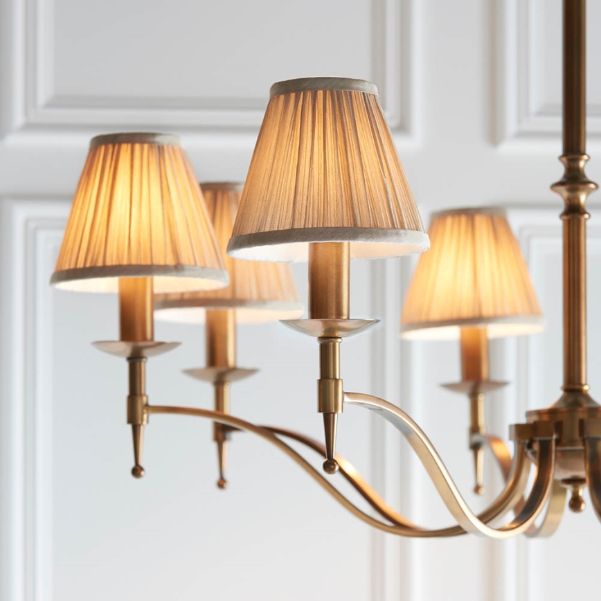 Endon 63629 - Żyrandol na łańcuchu STANFORD 8xE14/40W/230V mosiężny/beżowy
