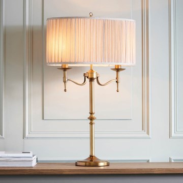 Endon 63648 - Lampa stołowa STANFORD 2xE14/40W/230V mosiądz/beżowa