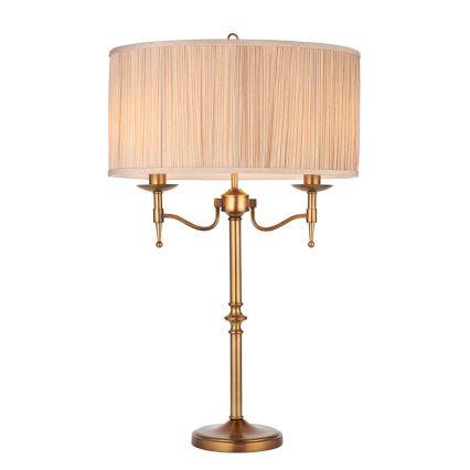 Endon 63648 - Lampa stołowa STANFORD 2xE14/40W/230V mosiądz/beżowa