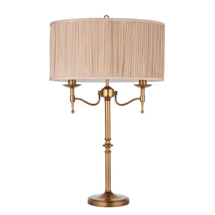 Endon 63648 - Lampa stołowa STANFORD 2xE14/40W/230V mosiądz/beżowa