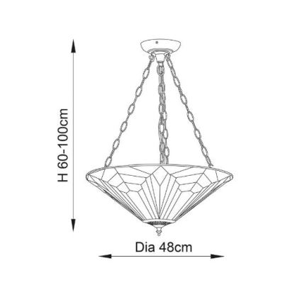 Endon 63936 - Żyrandol na łańcuchu Tiffany ASTORIA 3xE27/60W/230V śr. 48 cm
