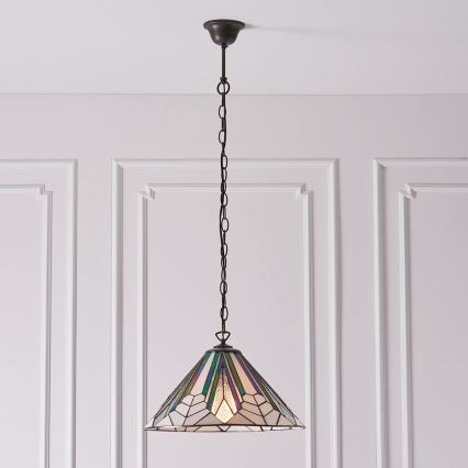 Endon 63937 - Żyrandol na łańcuchu Tiffany ASTORIA 1xE27/60W/230V śr. 40 cm