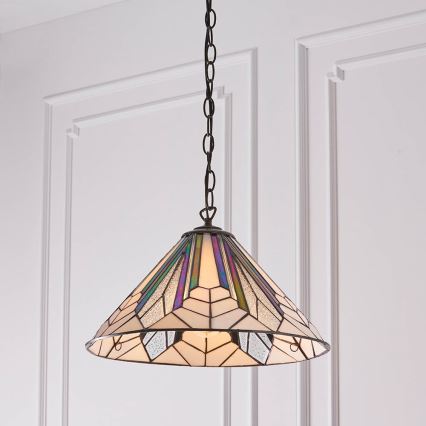 Endon 63937 - Żyrandol na łańcuchu Tiffany ASTORIA 1xE27/60W/230V śr. 40 cm