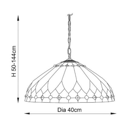 Endon 63977 - Żyrandol na łańcuchu Tiffany BROOKLYN 1xE27/60W/230V, średnica 40 cm