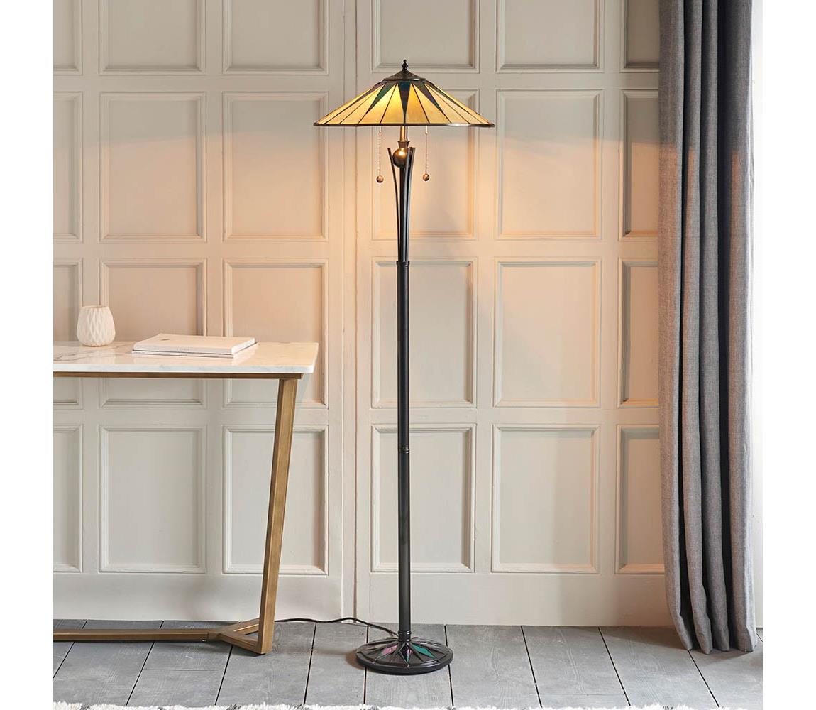 Endon 64041 - Lampa stojąca Tiffany DARK STAR 2xE27/60W/230V, średnica 49 cm