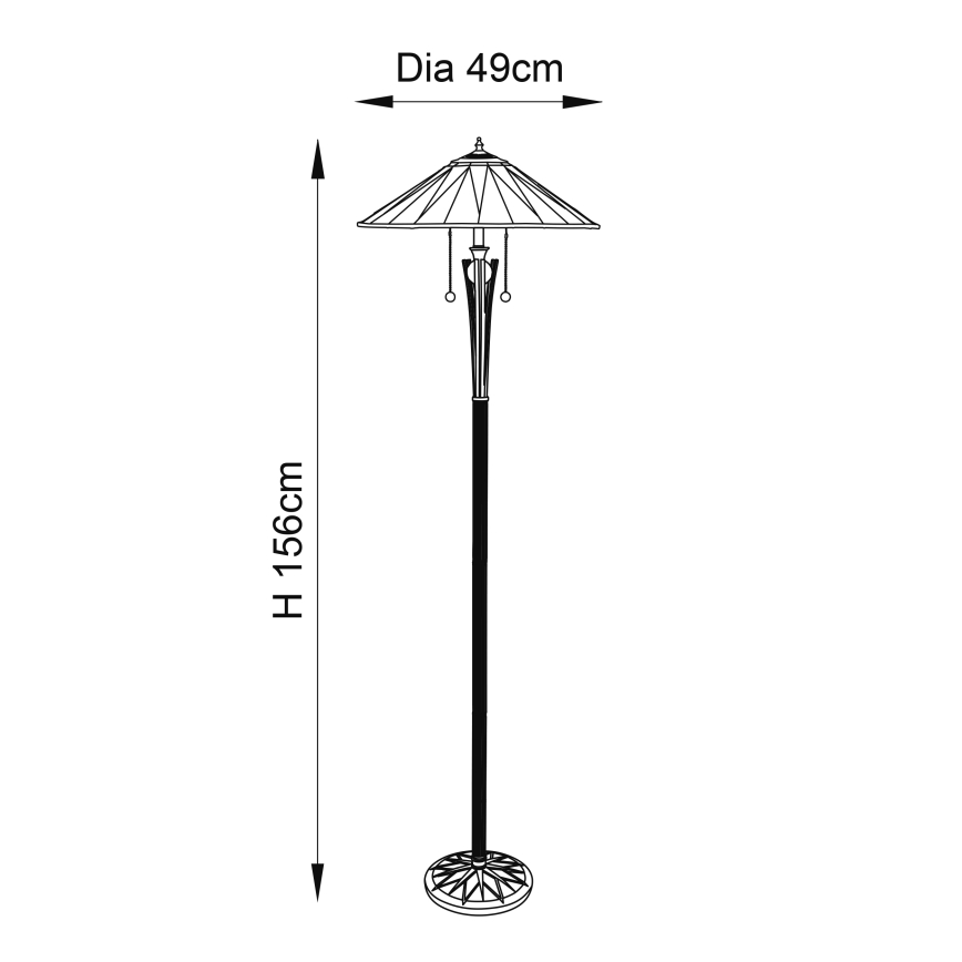 Endon 64041 - Lampa stojąca Tiffany DARK STAR 2xE27/60W/230V, średnica 49 cm