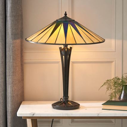 Endon 64045 - Lampa stołowa Tiffany DARK STAR 2xE27/60W/230V, średnica 49 cm