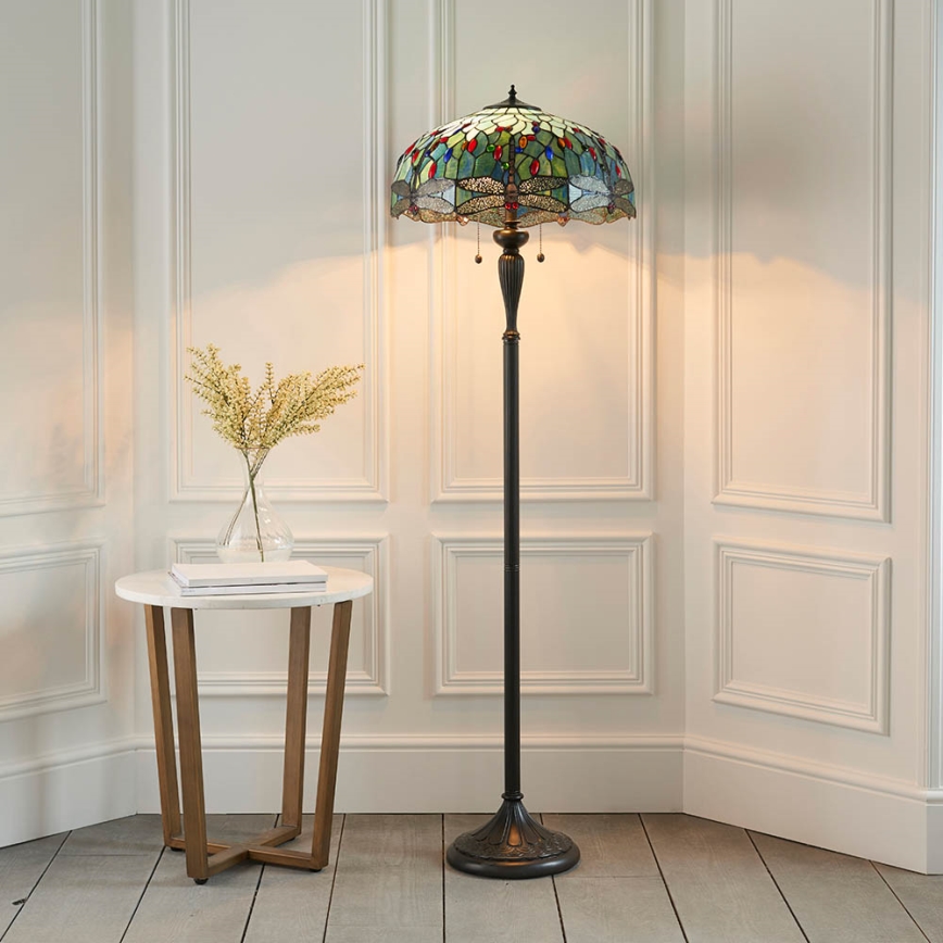 Endon 64069 - Lampa podłogowa Tiffany DRAGONFLY 2xE27/60W/230V śr. 50 cm