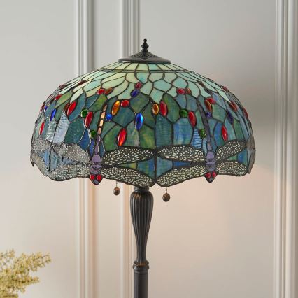 Endon 64069 - Lampa podłogowa Tiffany DRAGONFLY 2xE27/60W/230V śr. 50 cm