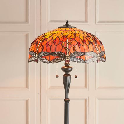 Endon 64070 - Lampa podłogowa Tiffany DRAGONFLY 2xE27/60W/230V śr. 50 cm