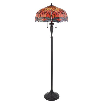 Endon 64070 - Lampa podłogowa Tiffany DRAGONFLY 2xE27/60W/230V śr. 50 cm