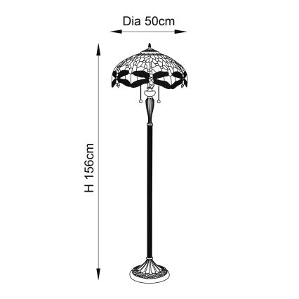Endon 64070 - Lampa podłogowa Tiffany DRAGONFLY 2xE27/60W/230V śr. 50 cm