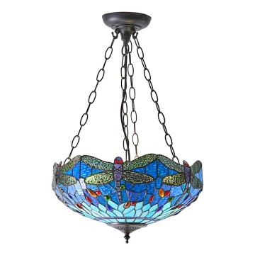 Endon 64075 - Żyrandol na łańcuchu Tiffany DRAGONFLY 3xE27/60W/230V śr. 41 cm