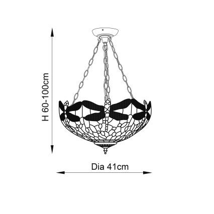 Endon 64075 - Żyrandol na łańcuchu Tiffany DRAGONFLY 3xE27/60W/230V śr. 41 cm