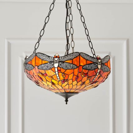 Endon 64076 - Żyrandol na łańcuchu Tiffany DRAGONFLY 3xE27/60W/230V, średnica 41 cm