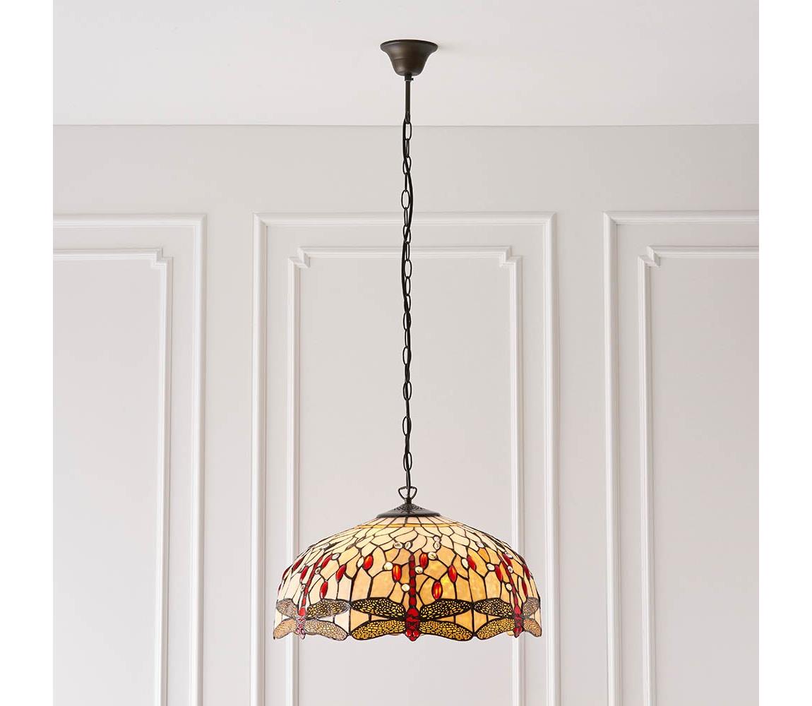 Endon 64079 - Żyrandol na łańcuchu Tiffany DRAGONFLY 3xE27/60W/230V śr. 50 cm