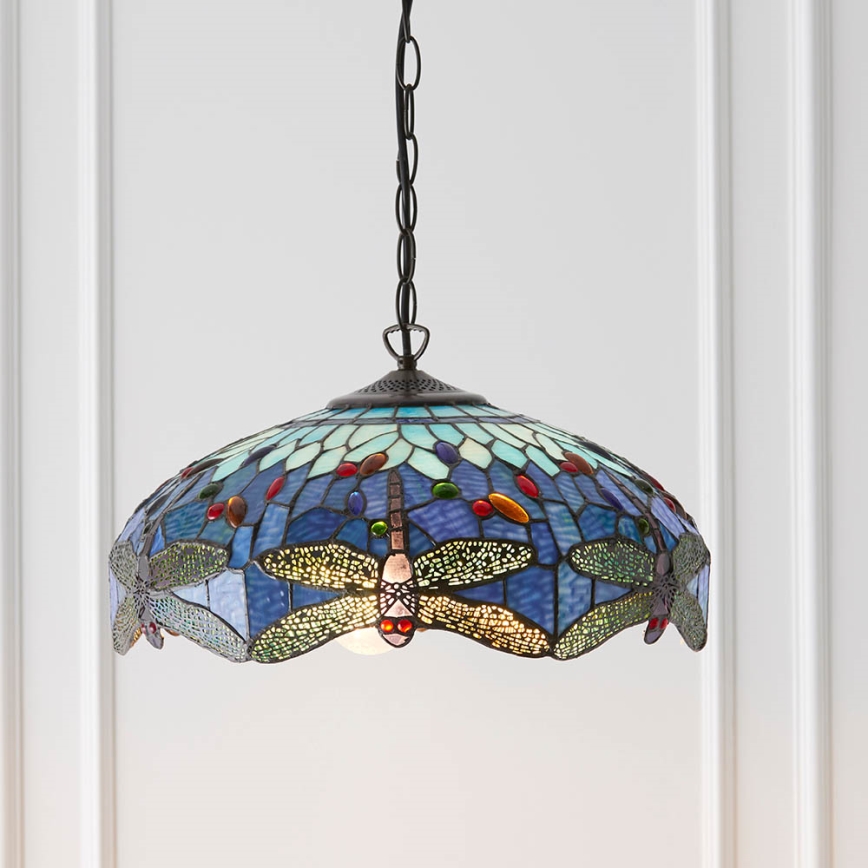 Endon 64080 - Żyrandol na łańcuchu Tiffany DRAGONFLY 3xE27/60W/230V średnica 41 cm