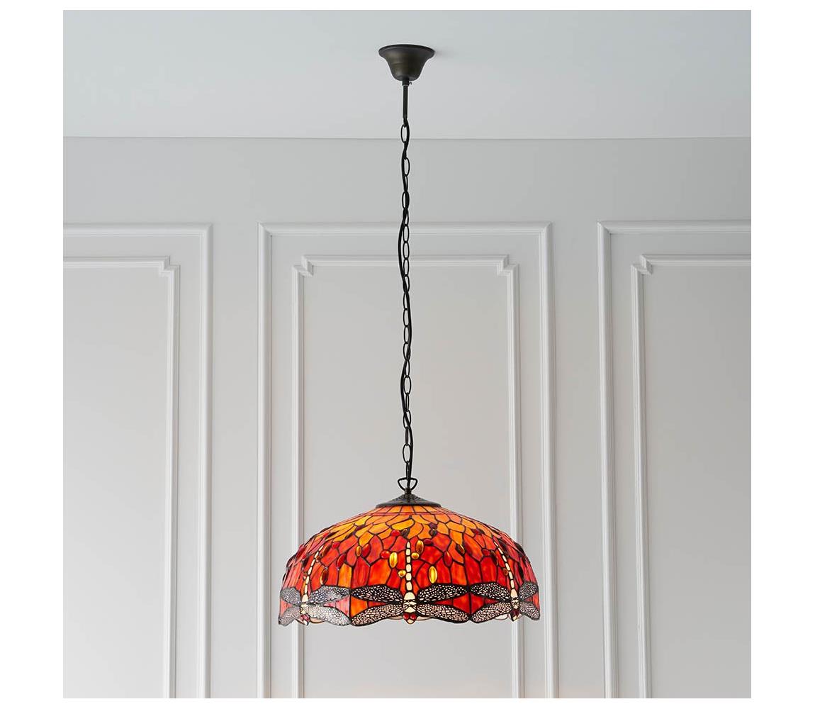 Endon 64082 - Żyrandol na łańcuchu Tiffany DRAGONFLY 3xE27/60W/230V Ø 50 cm