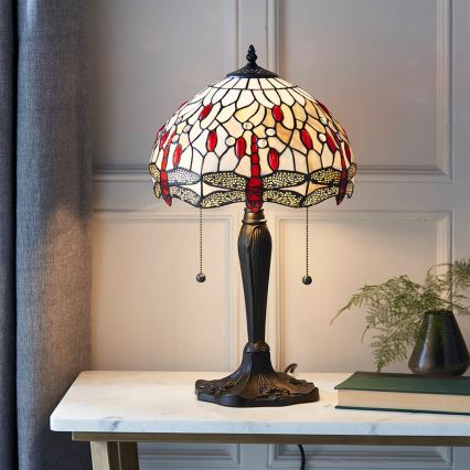 Endon 64086 - Lampa stołowa Tiffany DRAGONFLY 2xE27/60W/230V średnica 30 cm