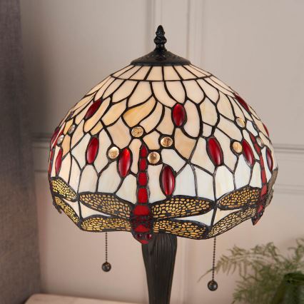 Endon 64086 - Lampa stołowa Tiffany DRAGONFLY 2xE27/60W/230V średnica 30 cm