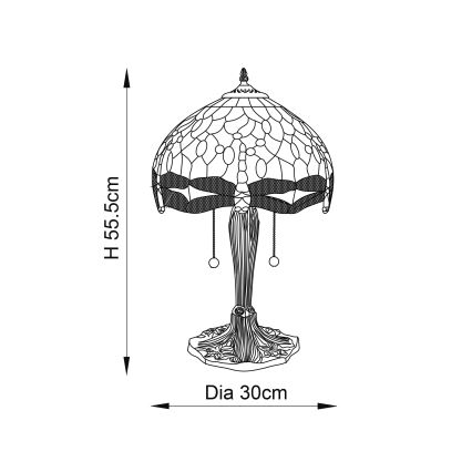 Endon 64086 - Lampa stołowa Tiffany DRAGONFLY 2xE27/60W/230V średnica 30 cm