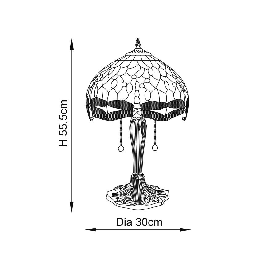 Endon 64086 - Lampa stołowa Tiffany DRAGONFLY 2xE27/60W/230V średnica 30 cm