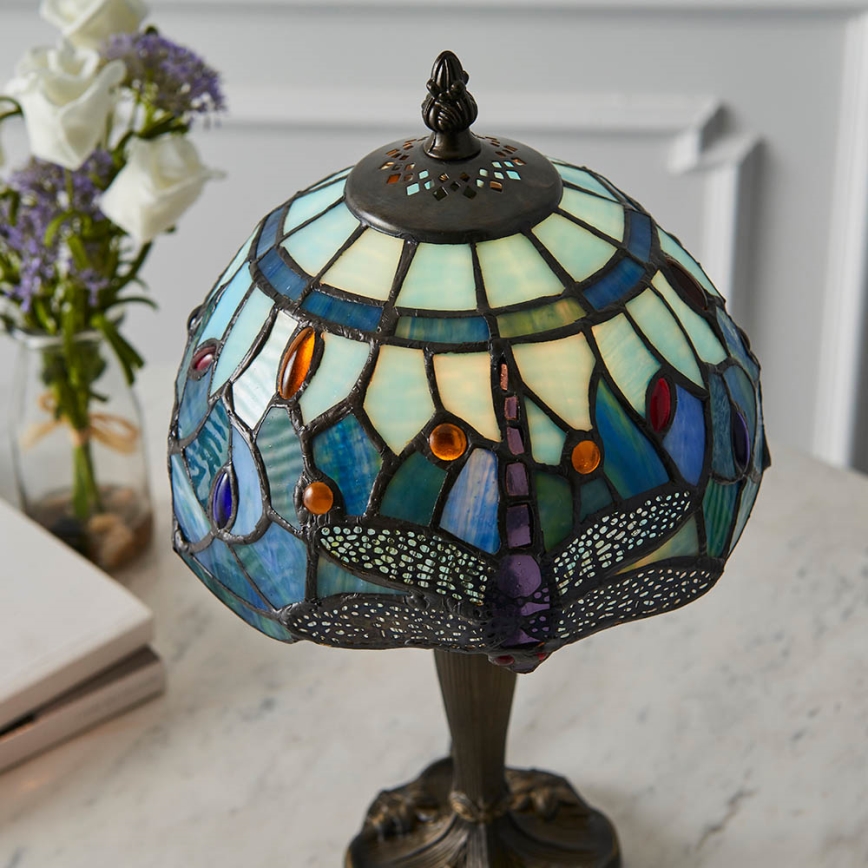 Endon 64088 - Lampa stołowa Tiffany DRAGONFLY 1xE14/40W/230V, śr. 20 cm