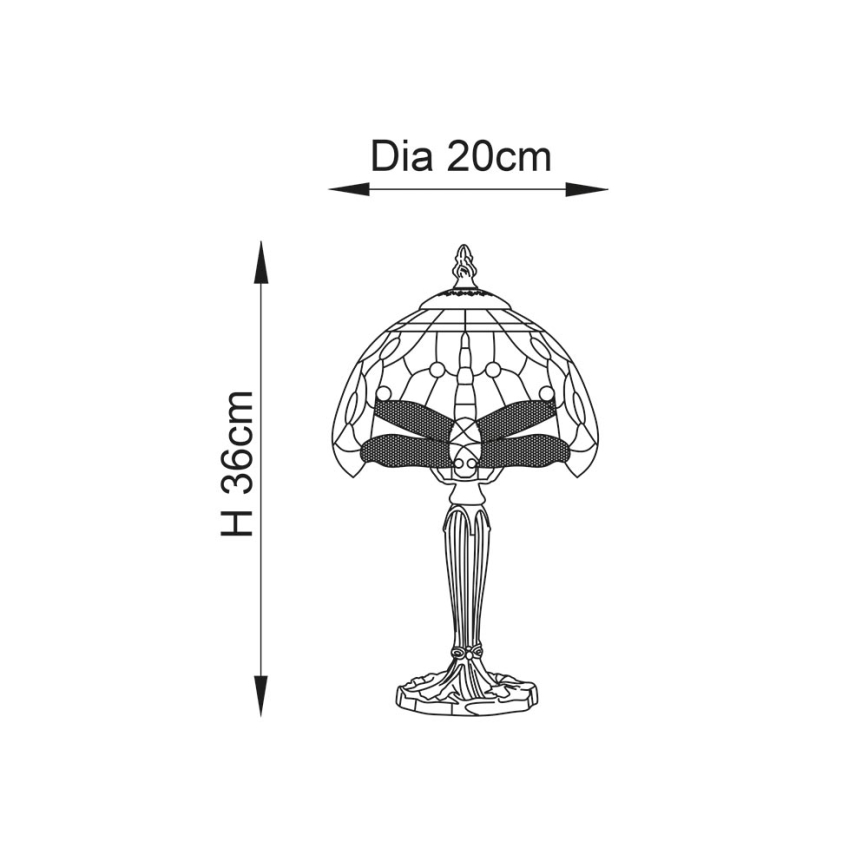 Endon 64088 - Lampa stołowa Tiffany DRAGONFLY 1xE14/40W/230V, śr. 20 cm
