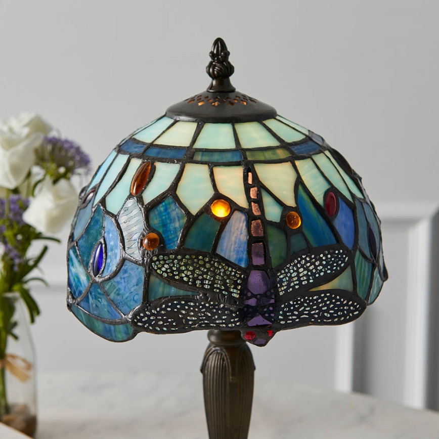 Endon 64088 - Lampa stołowa Tiffany DRAGONFLY 1xE14/7W/230V, średnica 20 cm