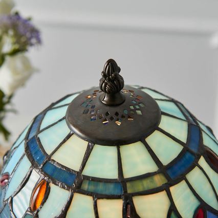 Endon 64088 - Lampa stołowa Tiffany DRAGONFLY 1xE14/7W/230V, średnica 20 cm