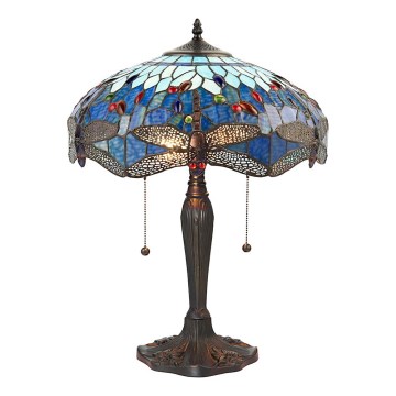Endon 64089 - Lampa stołowa Tiffany DRAGONFLY 2xE27/60W/230V śr. 41 cm