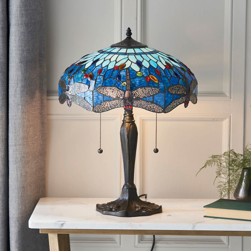Endon 64089 - Lampa stołowa Tiffany DRAGONFLY 2xE27/60W/230V śr. 41 cm