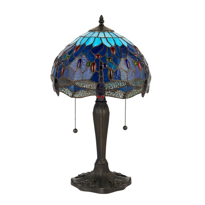 Endon 64090 - Lampa stołowa Tiffany DRAGONFLY 2xE27/60W/230V Ø 30 cm