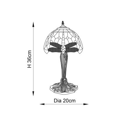 Endon 64091 - Lampa stołowa Tiffany DRAGONFLY 1xE14/40W/230V Ø 20 cm