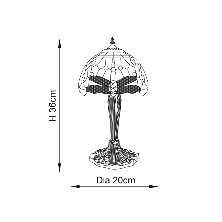 Endon 64091 - Lampa stołowa Tiffany DRAGONFLY 1xE14/7W/230V śr. 20 cm
