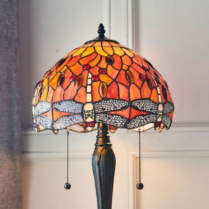 Endon 64092 - Lampa stołowa Tiffany DRAGONFLY 2xE27/60W/230V śr. 30 cm