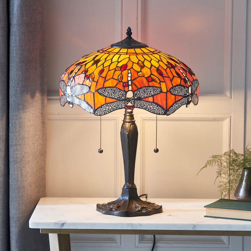 Endon 64093 - Lampa stołowa Tiffany DRAGONFLY 2xE27/60W/230V średnica 41 cm